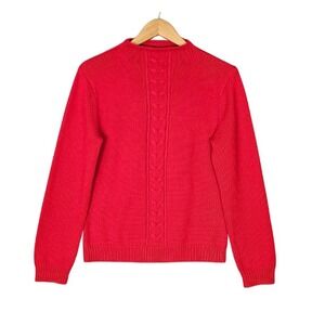 Pendleton Womens S 100%‎ Merino Wool Sweater Red Cable Knit Vintage Hong Kong